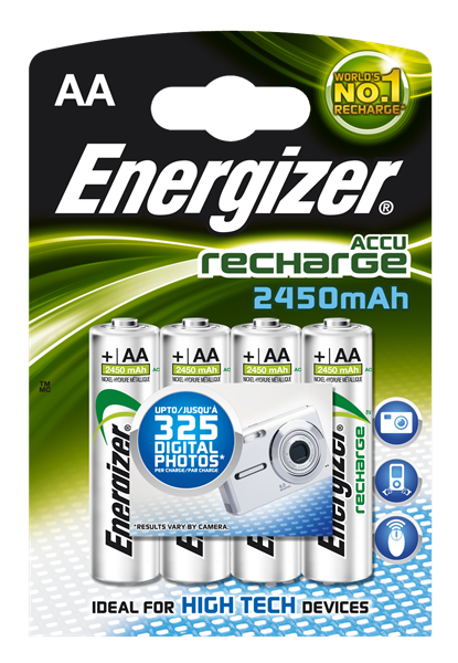 Energizer AA rechargeable batteries 2450mAh, Pack of 4